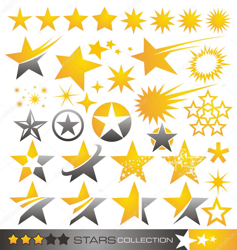 Set of star icons and logos