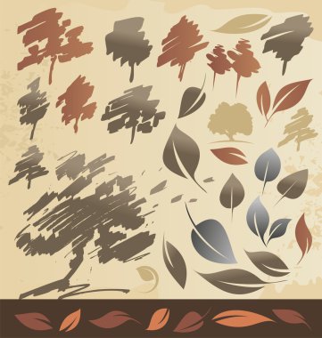 Trees and leaves clipart