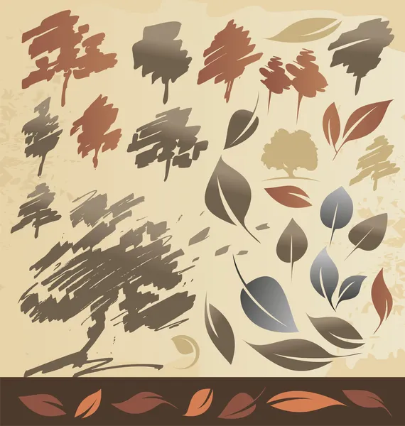 Bäume und Blätter — Stockvektor