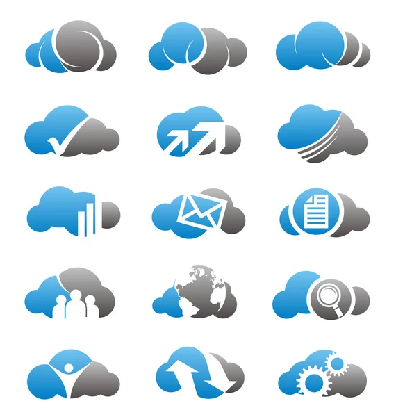 Conjunto de iconos y logotipos de nube — Vector de stock
