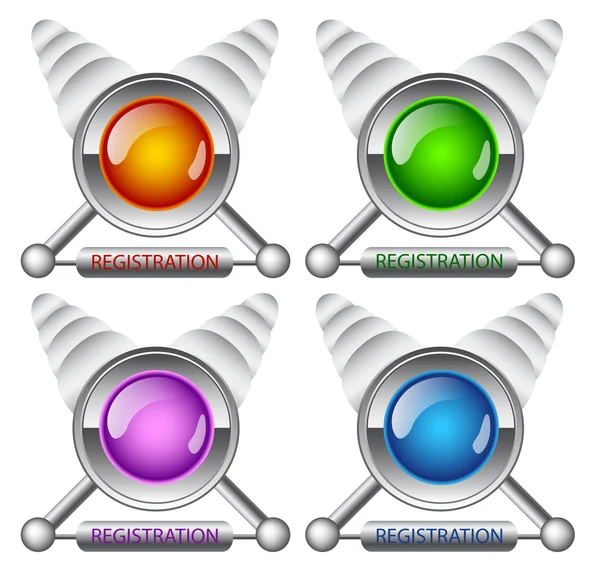 Creative buttons Registration — Stock Vector