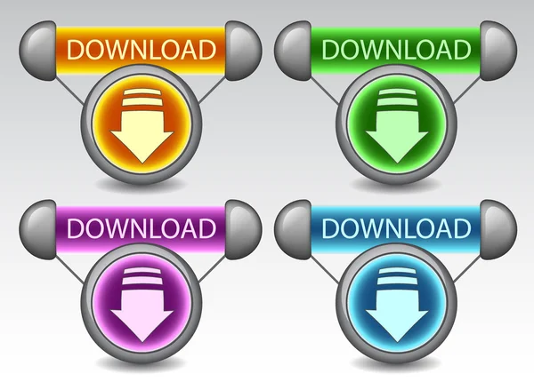 Botões brilhantes de download modernos — Vetor de Stock
