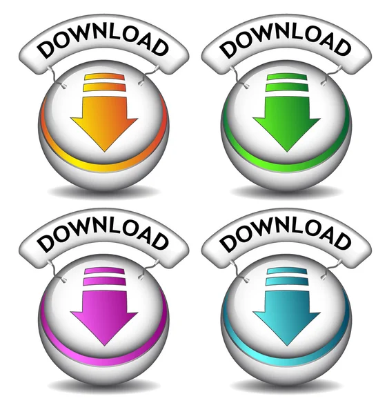 Vector glossy download buttons — Stock Vector