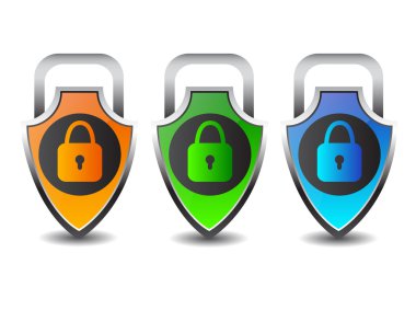 Shield with lock icon clipart