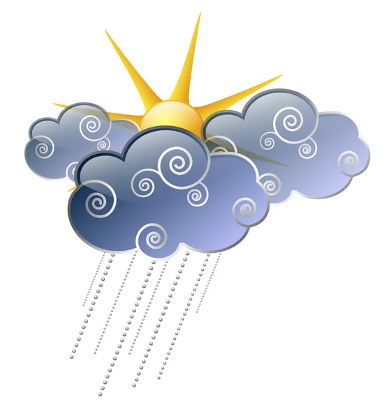 Zon en regen wolk — Stockvector