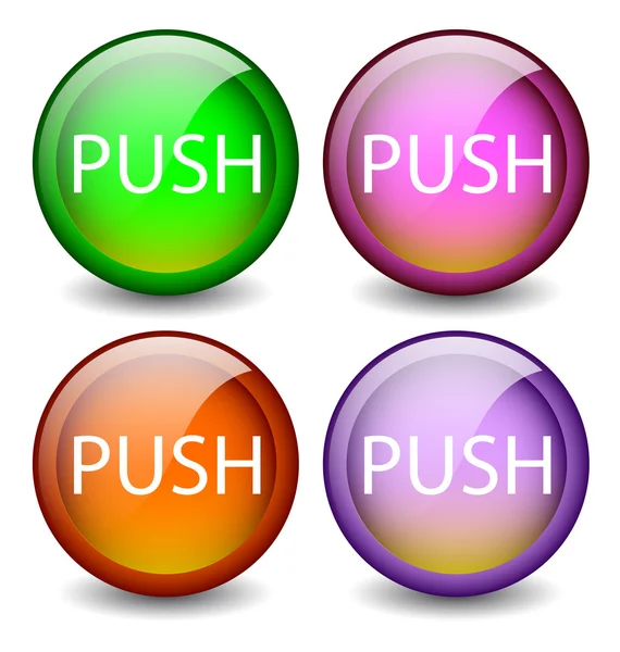 Блестящие кнопки Нажмите Лицензионные Стоковые Иллюстрации