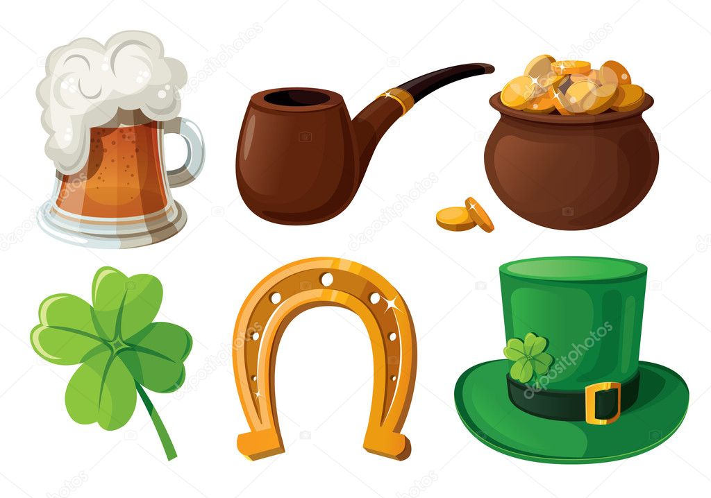 Set of St. Patrick's Day icons. Isolated on white background.