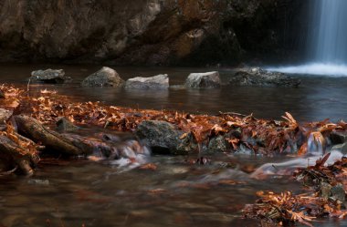 Waterfall and stream in the forest, Troodos Cyprus clipart