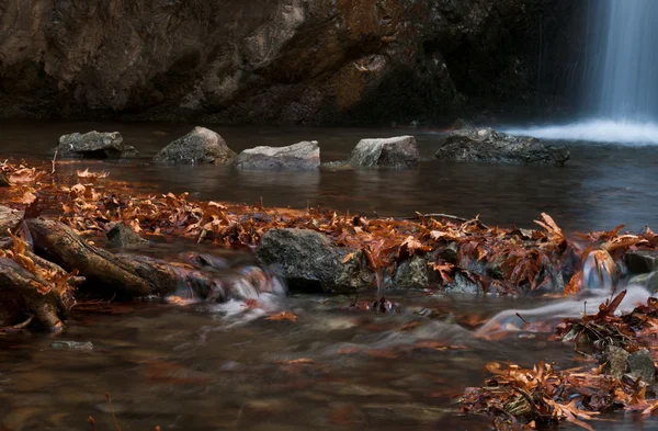 Cachoeira e córrego na floresta, Troodos Chipre — Fotografia de Stock