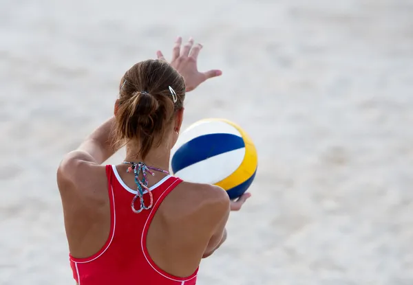Beach volleyball oyunu — Stok fotoğraf