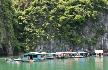 Halong Bay, Vietnam floating village clipart