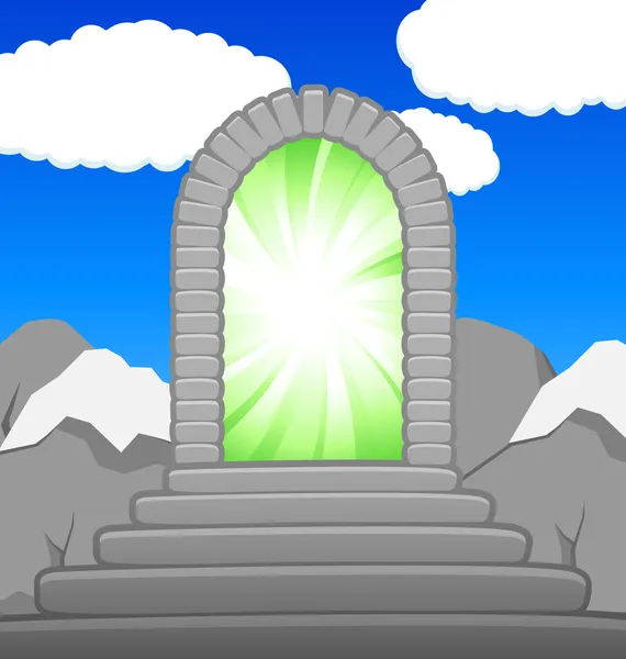 Magický portál v horách — Stockový vektor