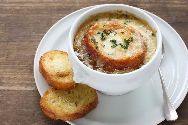 Zupa cebulowa francuski — Zdjęcie stockowe