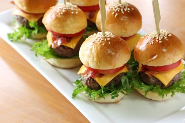 Mini hamburgers, mini burgers clipart