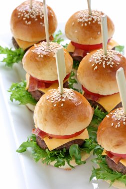 Mini hamburgers, mini burgers clipart