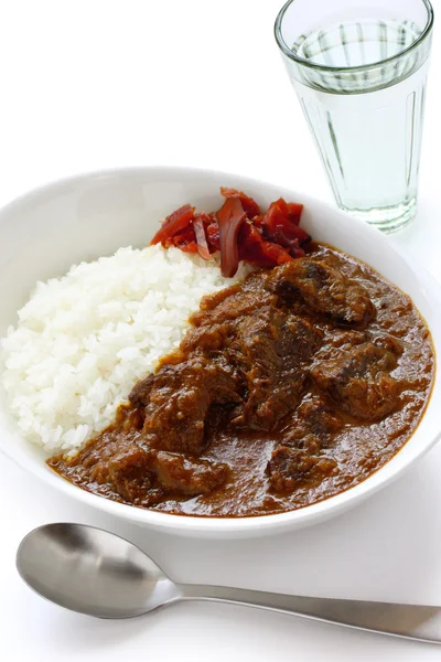 Marha-curry, rizs — Stock Fotó
