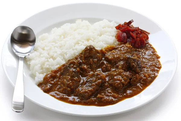 Rindfleisch-Curry auf Reis — Stockfoto
