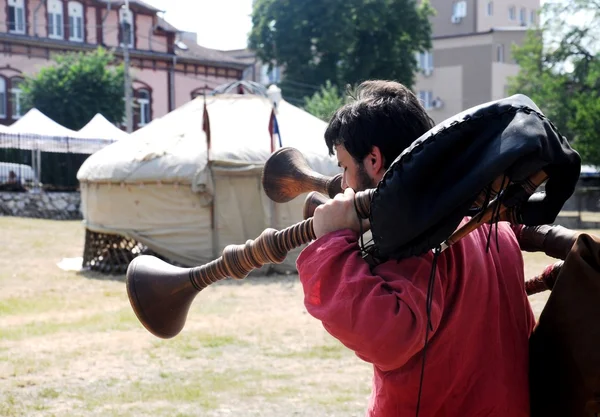 中世の歌い楽器を持つ男 — ストック写真