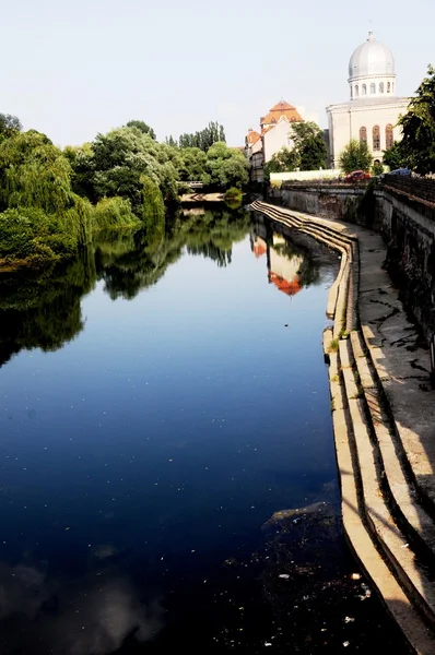 Neologue zsinagóga és a Cris folyó Oradea — Stock Fotó