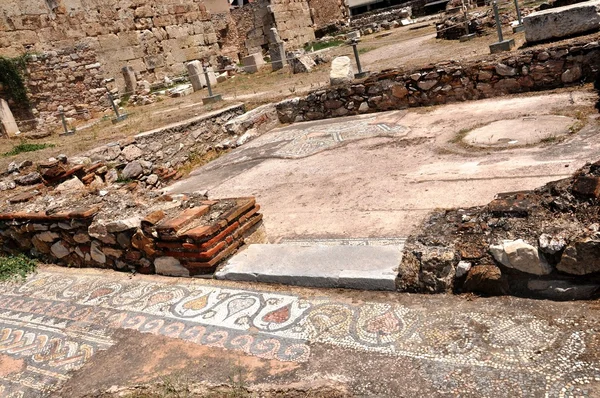Библиотека Адриана - Афины Греция - Римская мозаика — стоковое фото