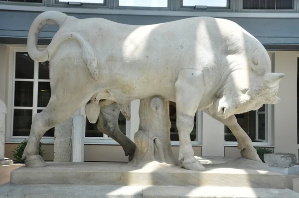 大理石的出土文物-雅典希腊-公牛 图库图片