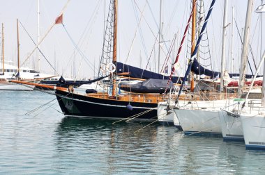 Yachts parked at Aegean Sea (Mediterranean Sea) clipart