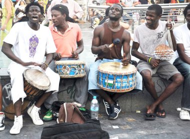 African band singing on the street clipart