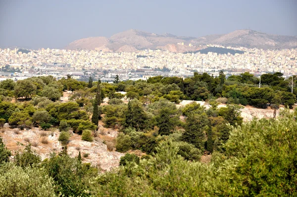 Pohled přes město Athény Řecko — Stock fotografie