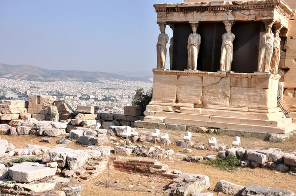 Acrópolis ateniense - Porche de las Doncellas - Atenas Grecia —  Fotos de Stock