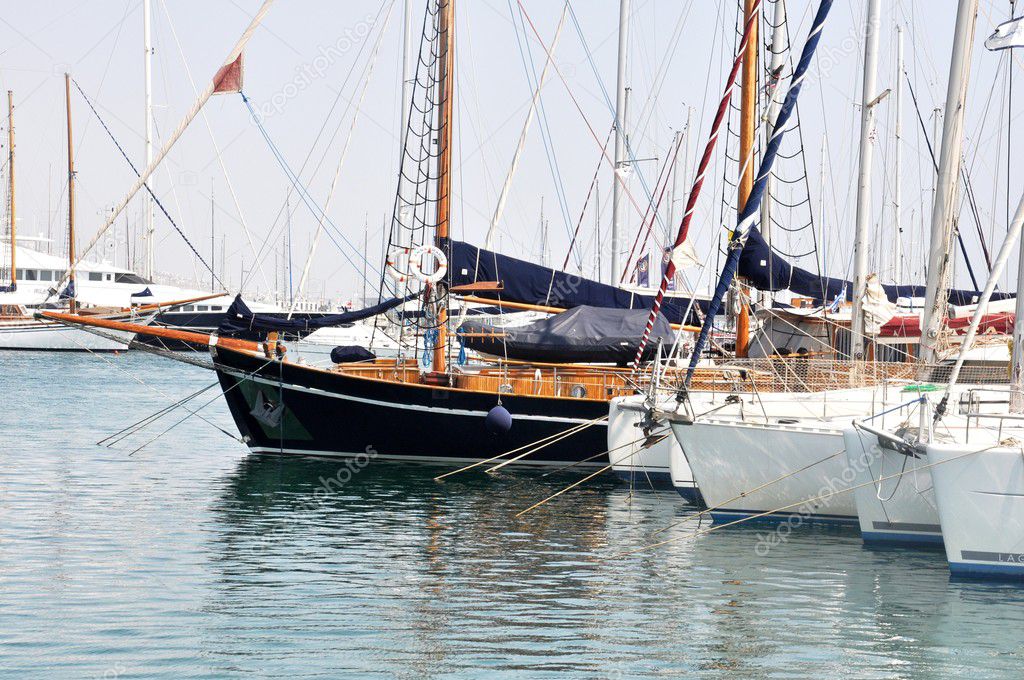 Yachts parked at Aegean Sea (Mediterranean Sea)