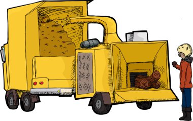 Worker with Wood Chipper clipart