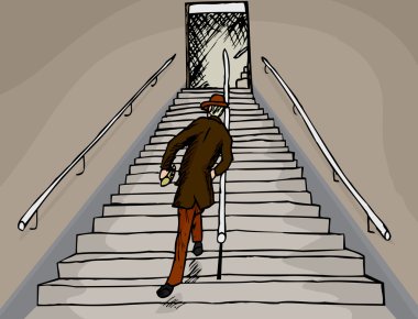 Drunken Man on Stairs clipart