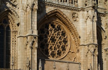 Asıl cephe burgos Katedrali, Gotik bir rozet. İspanya