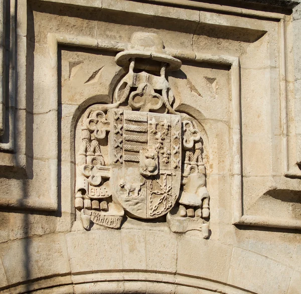 Scudo di Castilla y Le n nella Cattedrale di Burgos. Spagna — Foto Stock