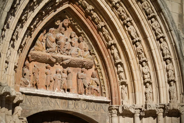 Timpanon San Esteban templom, Burgos. Spanyolország — Stock Fotó