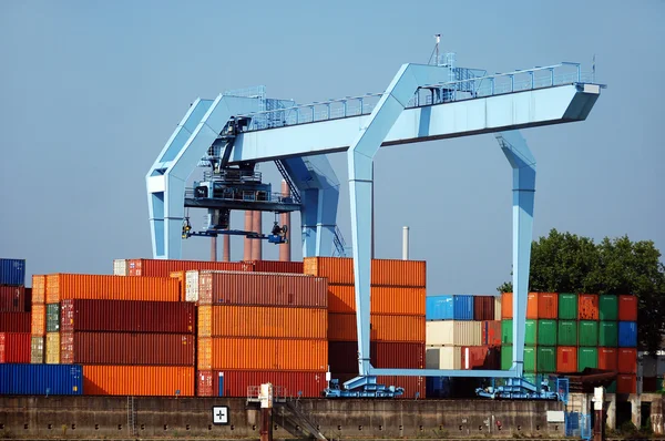 stock image Dock crane with containers