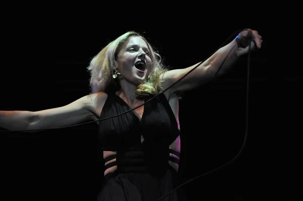 Il cantante della band Pink Martini si esibisce dal vivo sul palco — Foto Stock