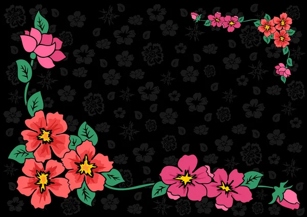 Angolo floreale astratto con sfondo scuro — Vettoriale Stock