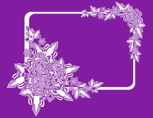Frame met abstracte bloemen op Lila achtergrond — Stockvector