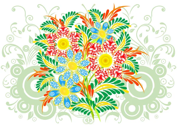 Strauß aus abstrakten Blumen mit Hintergrund — Stockvektor