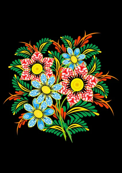 暗い背景に抽象的な花の花束 — ストックベクタ