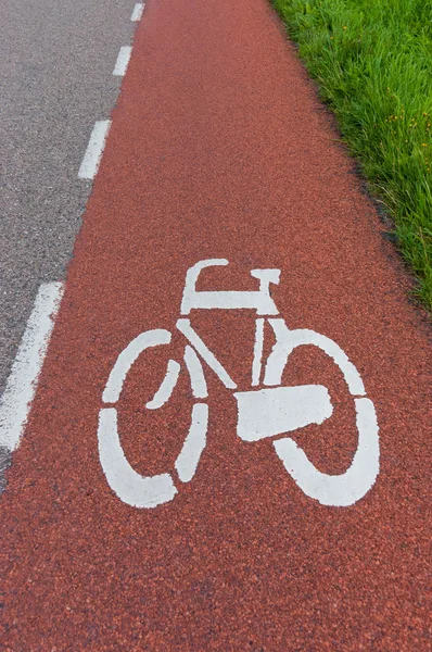 stock image Bicycle sign on bicycle lane, vertical photo