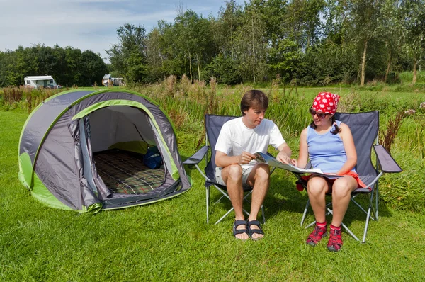 Family vacation in camping Stock Photo