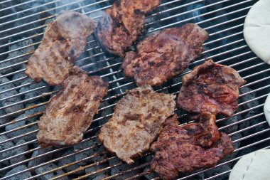 Grilling Steaks BBQ clipart