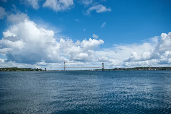 Lillebaelt küçük kemer middelfart Danimarka asma köprü — Stok fotoğraf
