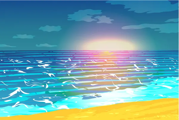 Solnedgång över havet vektorn — Stock vektor