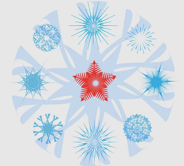 Copos de nieve y estrella de Navidad — Archivo Imágenes Vectoriales