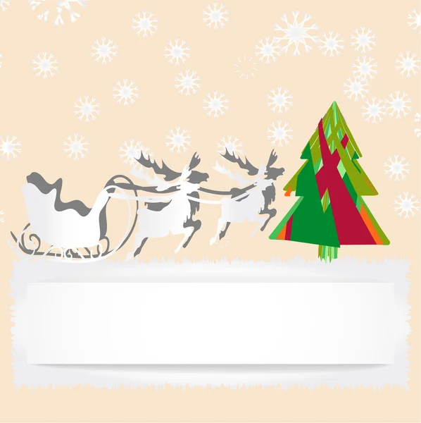 Χριστουγεννιάτικη κάρτα με τάρανδο και το δέντρο — Διανυσματικό Αρχείο