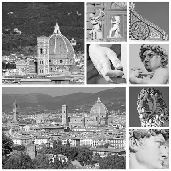 Koláž s florentine turistické atrakce — Stock fotografie