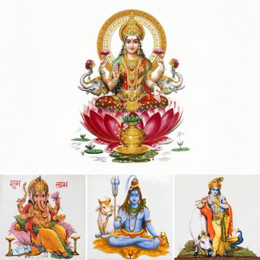 Composition with hindu gods clipart